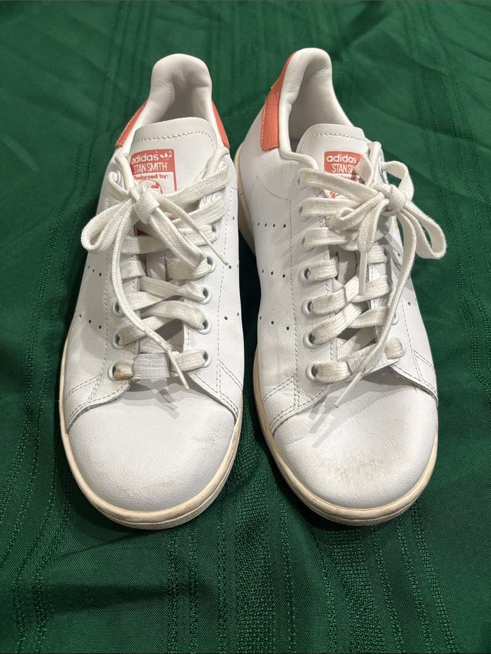 adidas Stan smith White Sneakers with Coral Heel Tab